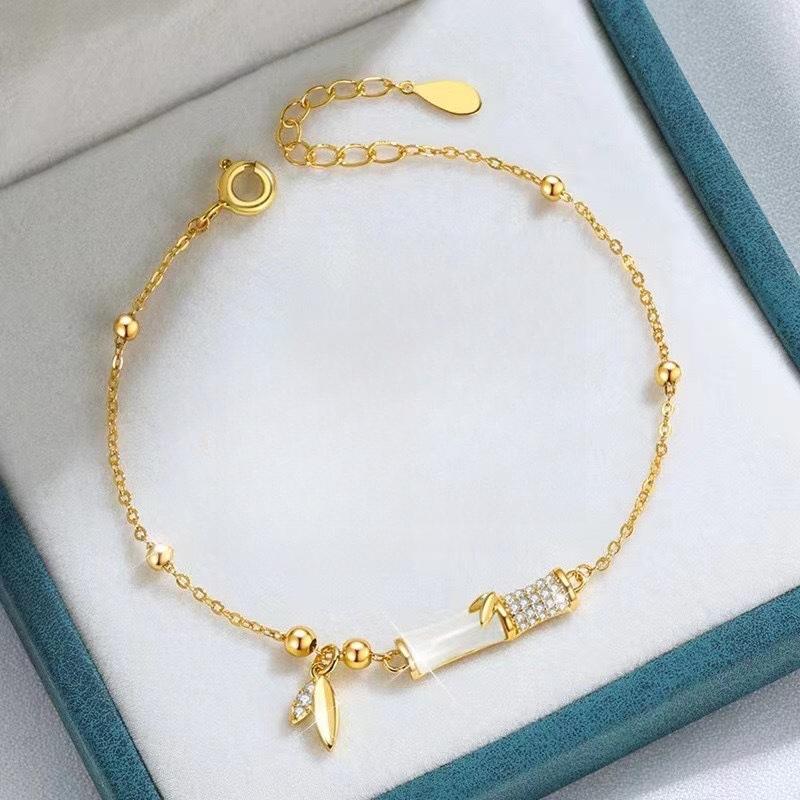 The New Model Has You Bamboo Enough Bamboo Bracelet Women's Light Luxury High-end Jewelry National Style Imitation Hetian Jade Bracelet Jewelry