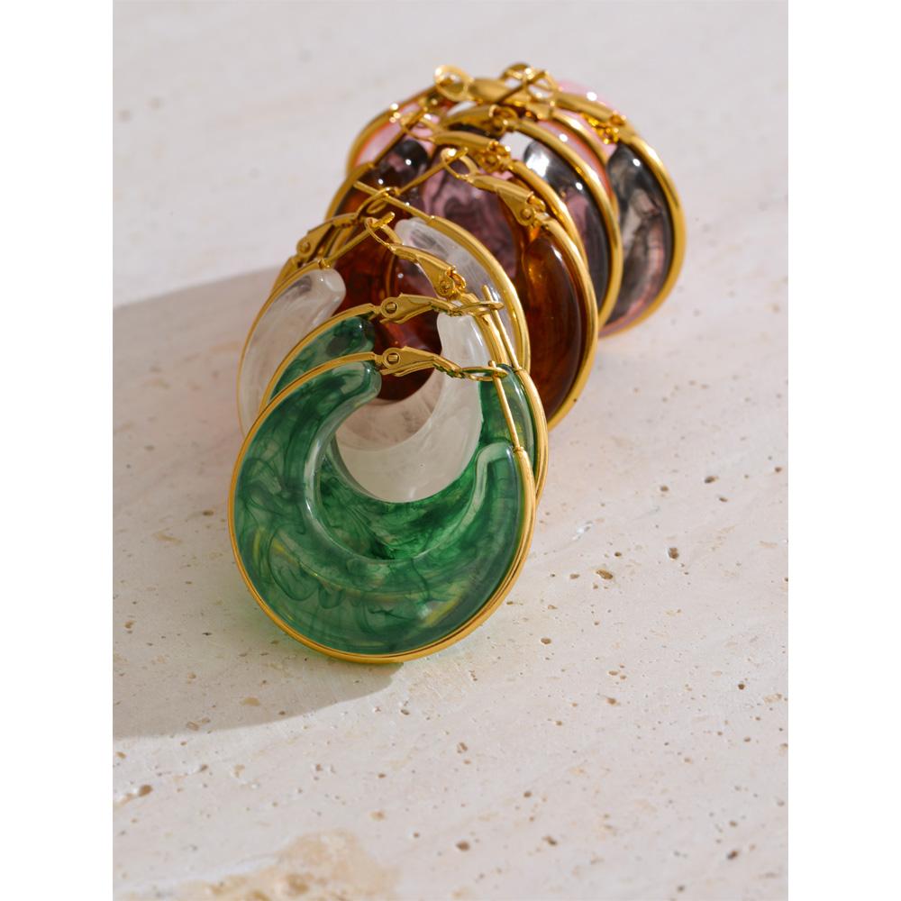 Eetit Weiß Grün Schwarz Rosa Braun Acetat Acryl Chunky Creolen Täglich Edelstahl Trend Ohrschmuck Accessoires