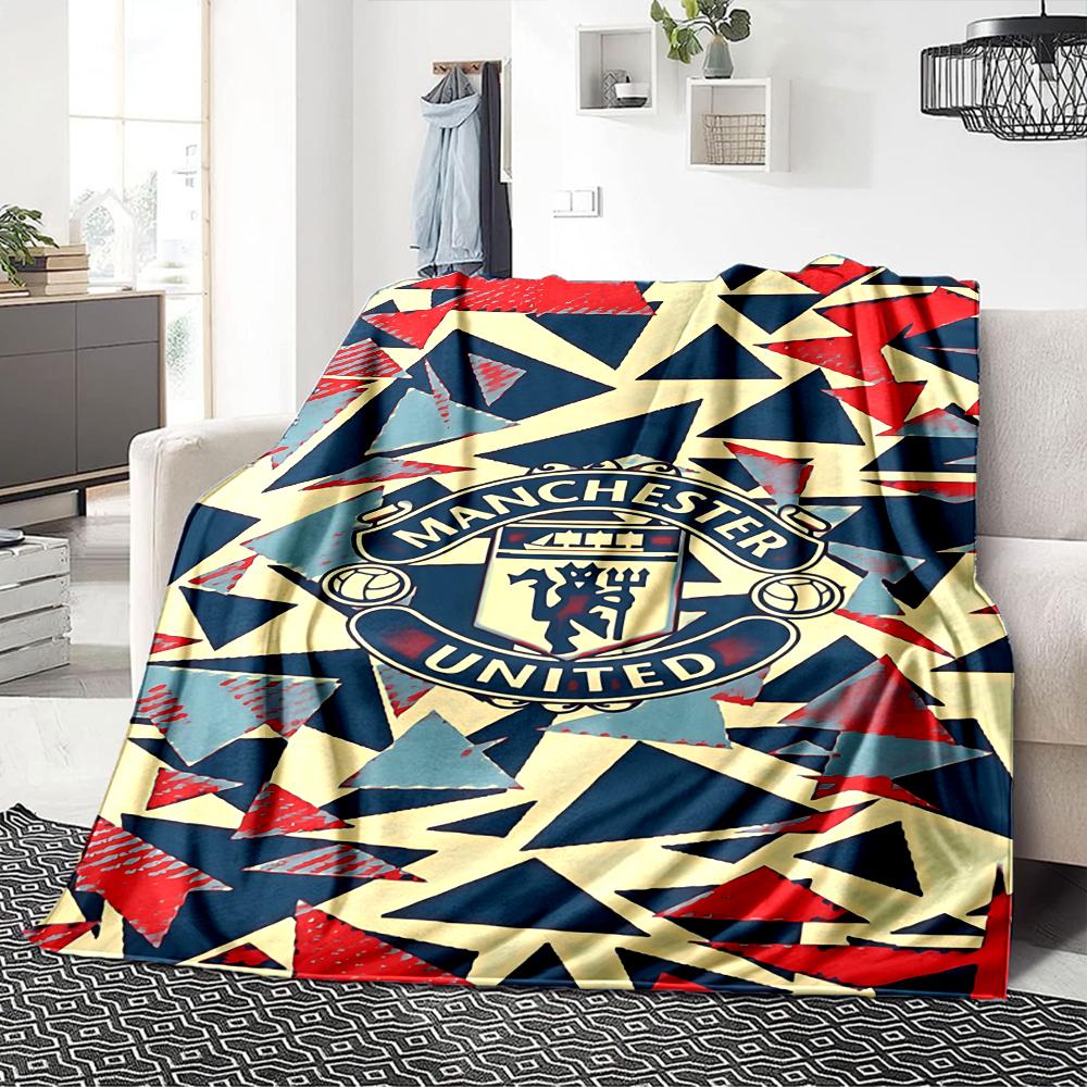 Coperte con Stemma Manchester City Flanella Stampata Traspirante Calda Coperta da Divano per Casa Ufficio Copriletti 0708a20