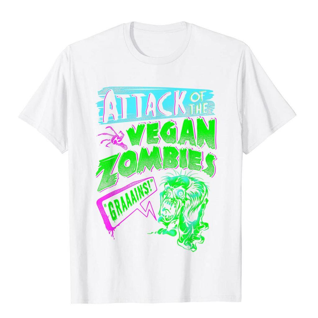 Attack Of The Vegan Zombies Vegetarian Halloween TShirt Cotton Unisex Top TShirts Custom Tops Tees Camisa