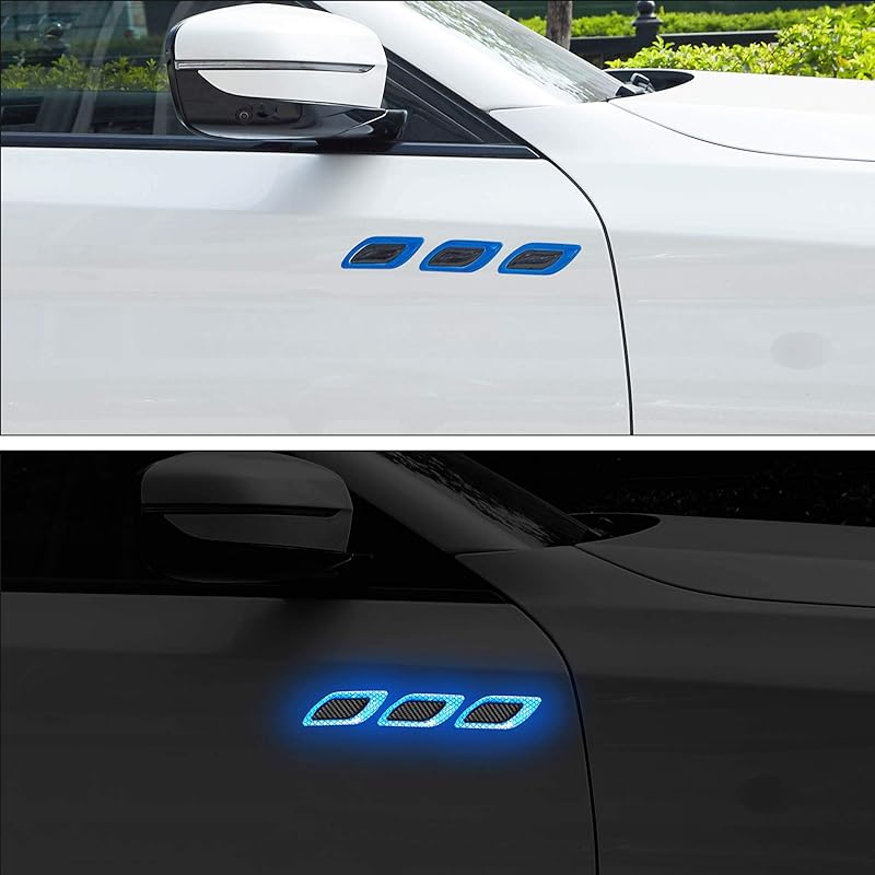 TOMALL 6Pcs 3D Strong Reflective Stripe Sticker for Car Fender Hood Bumper High-Intensity Night Visibility Reflective Decal Safety Warning Diamond синий