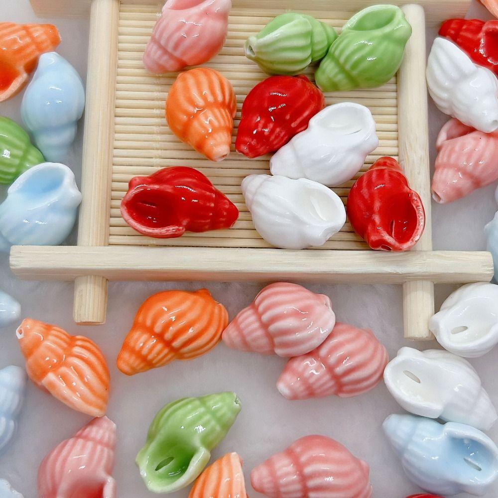 10Pcs Handmade Craft Conch Shell Bead Ceramic Jewelry Making Material  Student