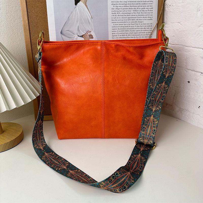 

Винтажная женская сумка через плечо, сумка-хобо большой емкости, модная сумка через плечо из искусственной кожи мандариновый