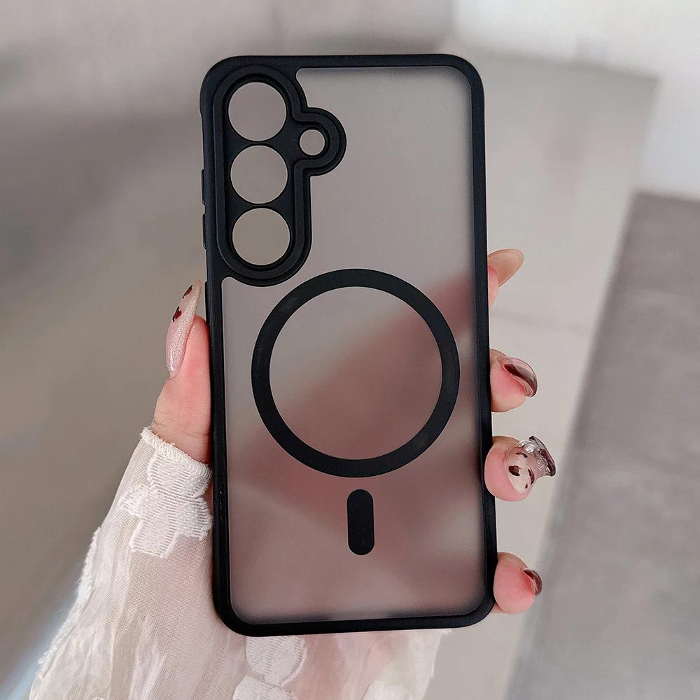 Matte, Hautähnliche Hülle für Magsafe Magnetische Hülle für 2025 Samsung Galaxy S25 Edge S24 FE S23 S22 S21 Plus Ultra TPU Frosted Cover