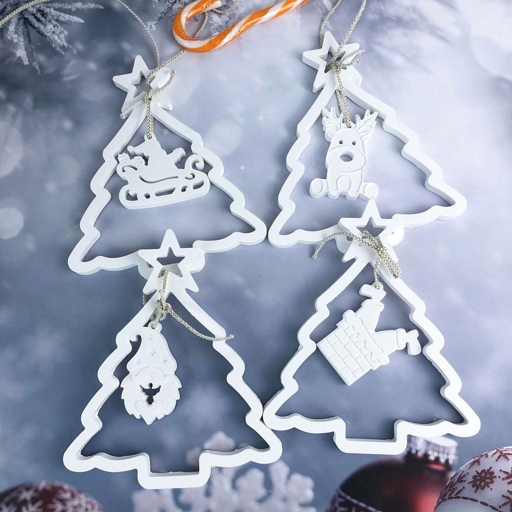 2Pieces Christmas Tree Decoration Moulds Christmas Pendant Mould Silicone Crafting Tool Easy To Clean Silicone Texture