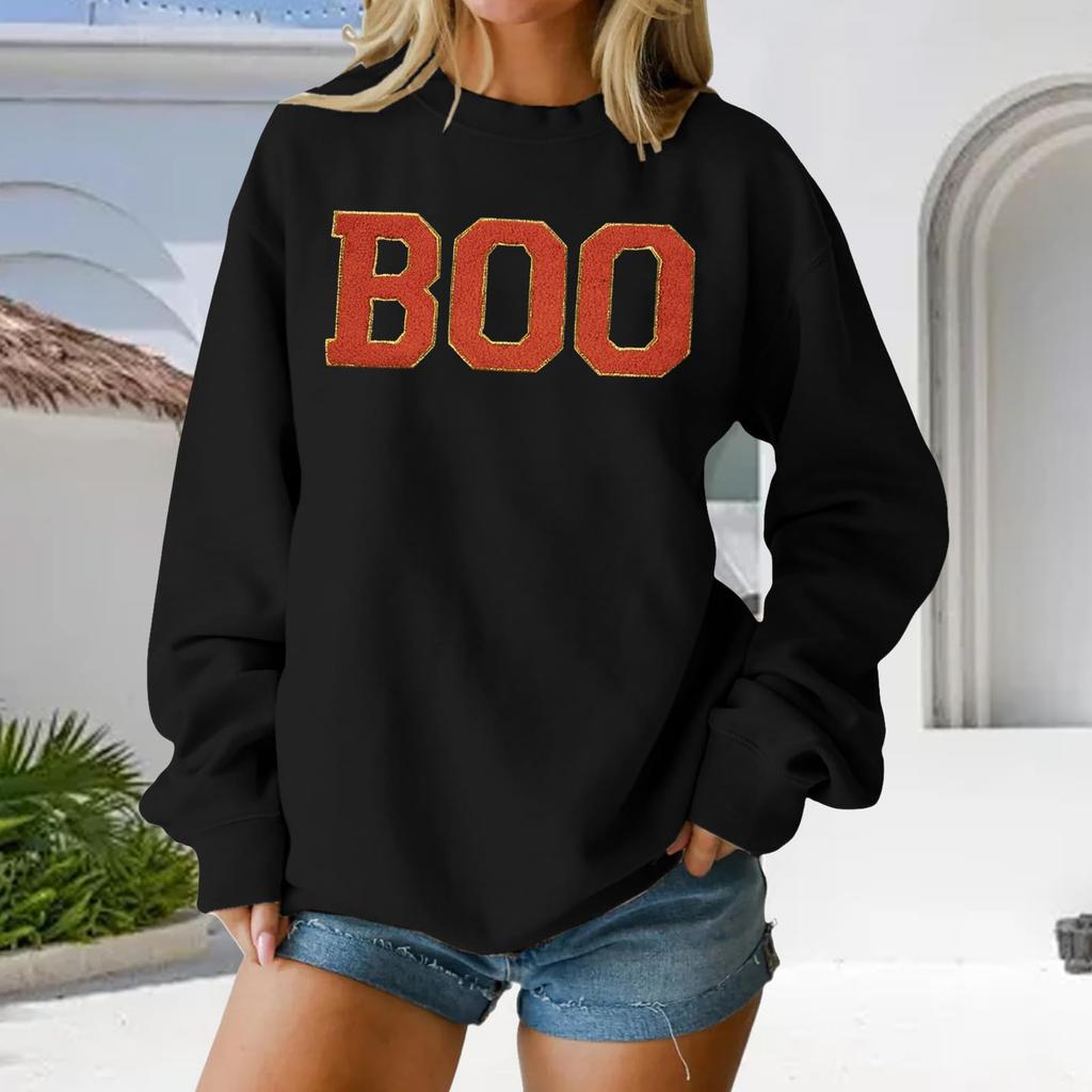 Women's Round Neck Printed Tops Cotton Casual Fashion Long Sleeve Pullover Top Blouse