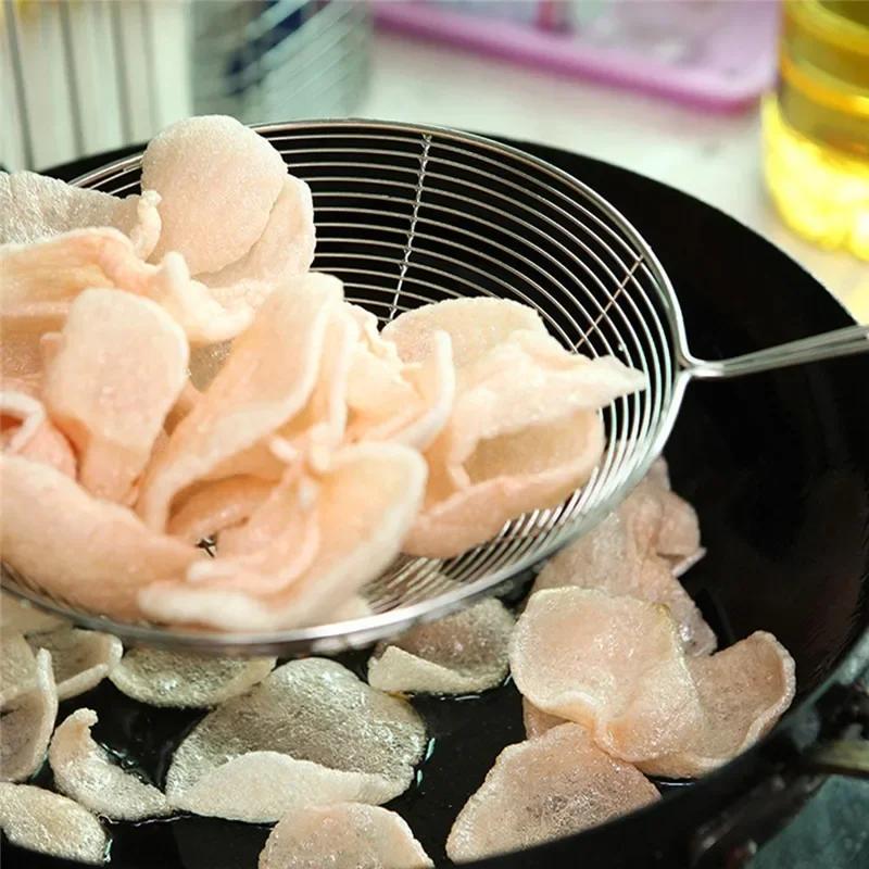 Oval Skimmer Stainless Steel Colander Household Noodle Dumpling Hot Pot Filter Screen Pearl Line Drain Large Fried Strainer