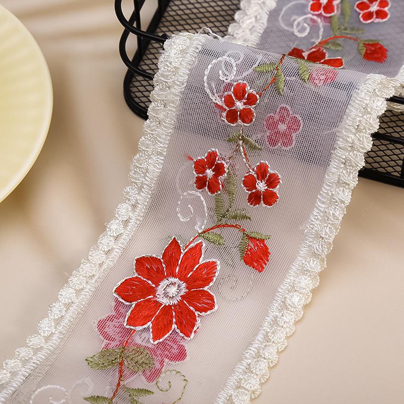 5 Yards Flower Embroidery Lace Ribbon For Bow Making Clothing Decor Sewing Fabric Craft Supplies Needlework Accessories