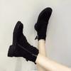 Fashion Booties Lace-up Black Warm Fleece-Lined Ankle Boots for Women Y2k High Quality Fashion 2025 Trend New Rock In Woman Short Shoes