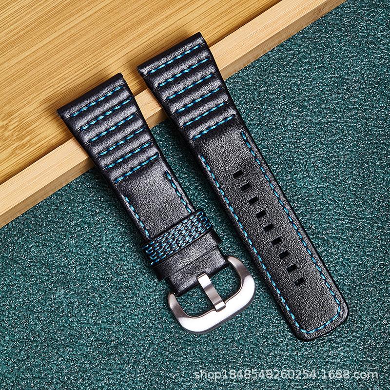 Seven Friday Leather Strap Cow Layer Leather Fits 28Mm Black Color Line High-End Leather Strap
