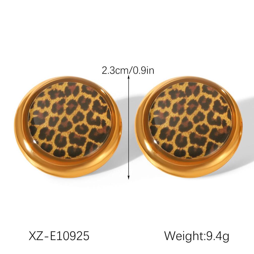 Leopard Print Titanium Steel Hoop Earrings - Trendy, Non-Fading Stainless Steel for Women