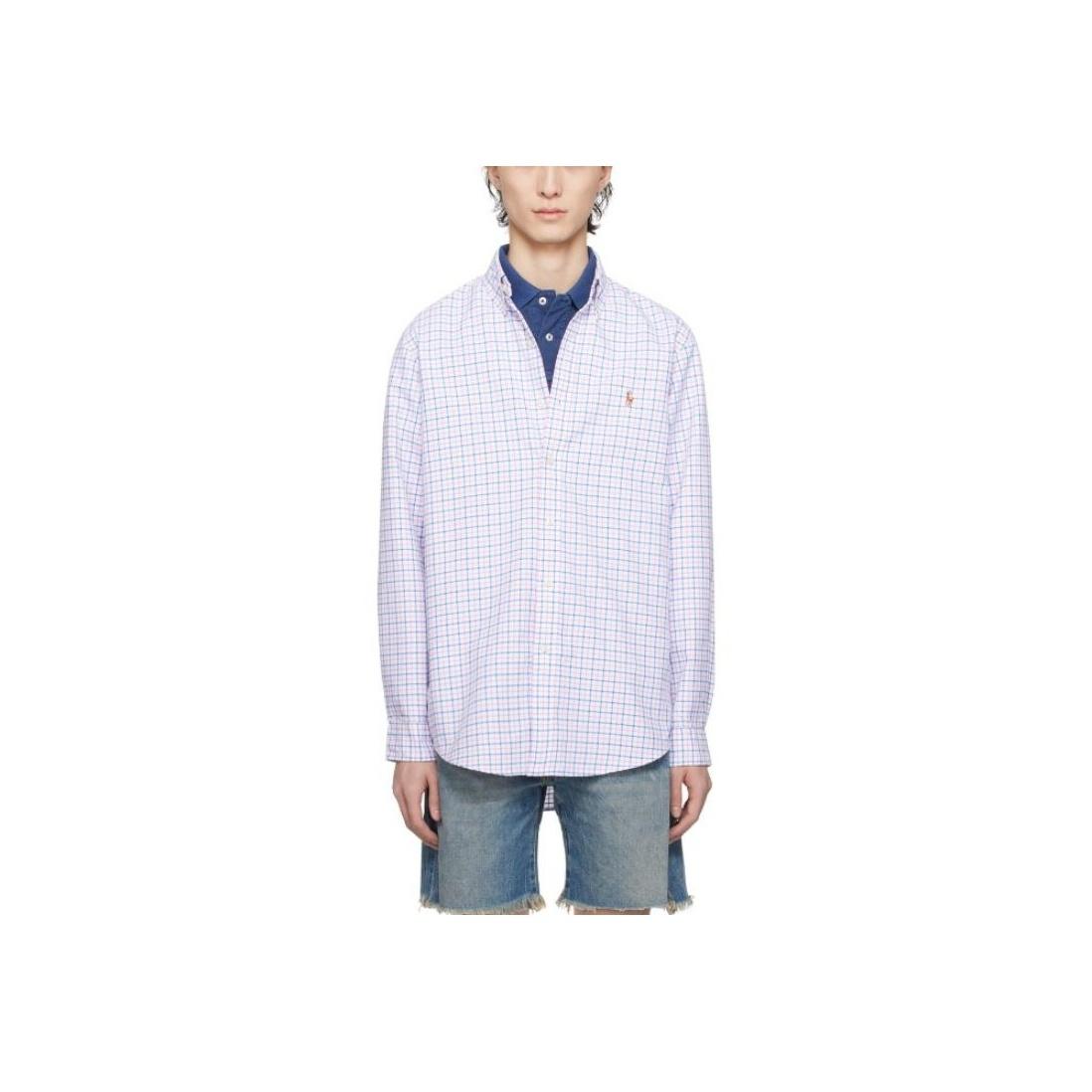 

Polo Ralph Lauren клетчатый принт рубашка с длинным рукавом на пуговицах мужские рубашки розовые 710934687-001 L