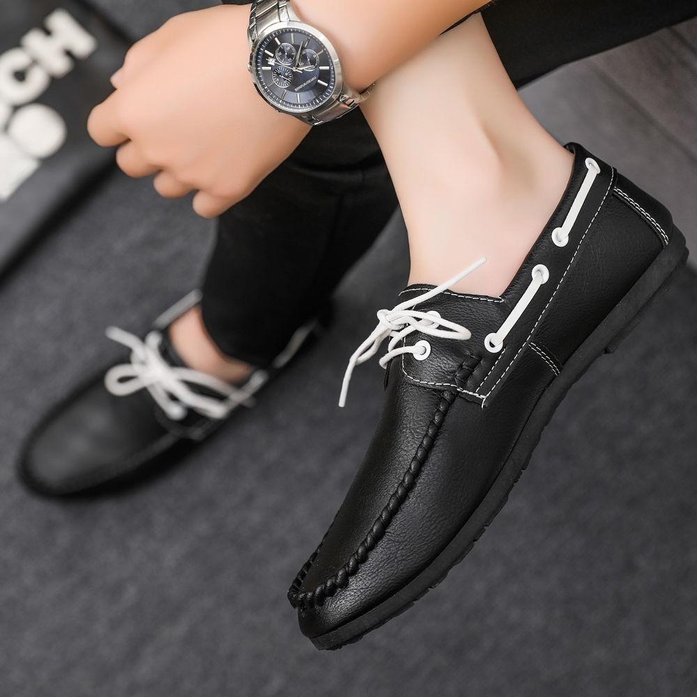 Flat Round Toe Loafers Leather Shoes for Men High Quality Fashion Comfortable Classic Original 2025 Trend Adults Man Casual Shoe