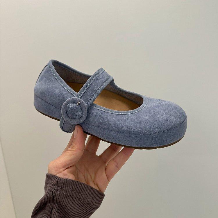 Soft leather version~ niche small floral Mary Jane sweet shallow mouth spring new round head retro soft sole Doudou single shoes