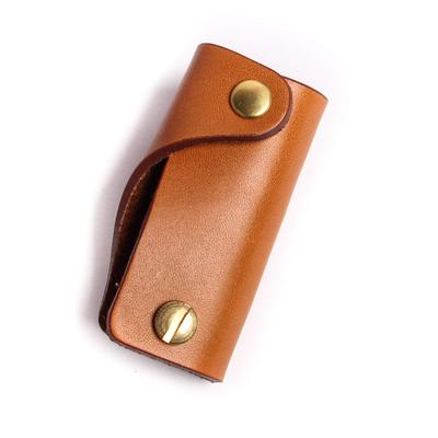 Leder Schlüsseletui 01 Stilvoll Kompakt Schlicht Leder Geschenk Kamel [Mokka] Herren Pflanzlich gegerbt