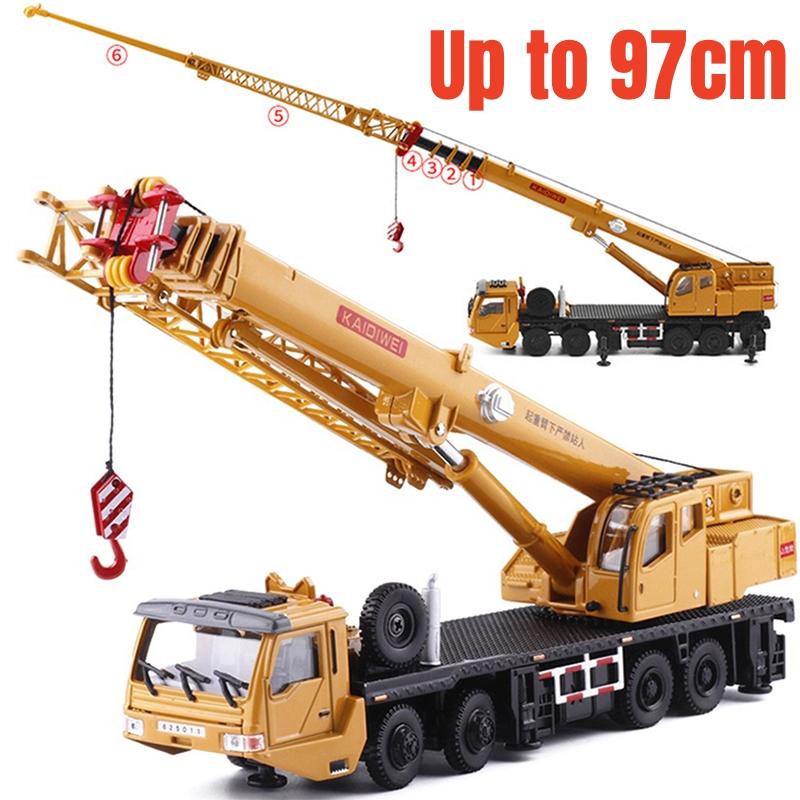 1/55 Wheeled Truck Ladder Crane Car Toy for Children Diecast Miniature Vehicle Engineering Model Collection Gift for Boys