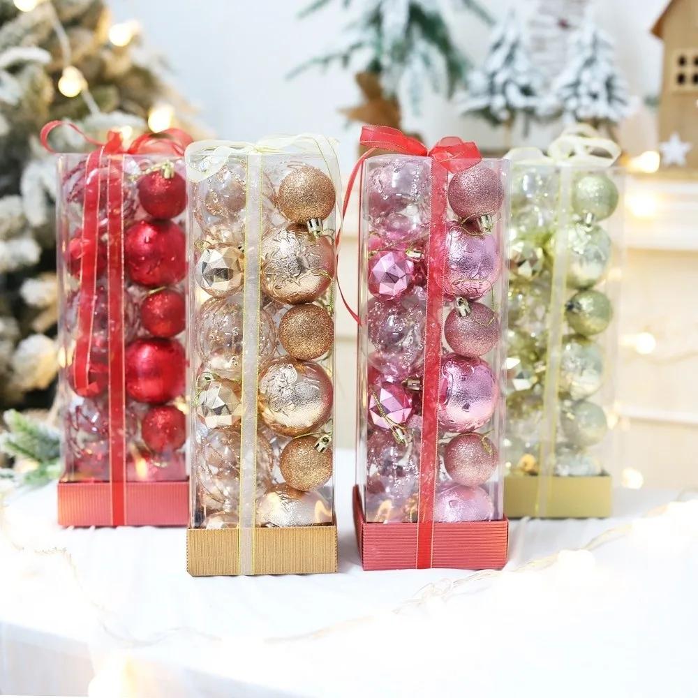 24pcs Creative 4/6cm Christmas Ball Set Plastic Gift Ball Xmas Tree Hanging Christmas Decorations Xmas Baubles Xmas Ball