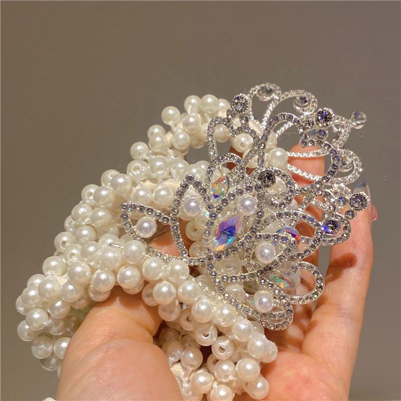 Pearl Princess Crown Hair Tie for Girls