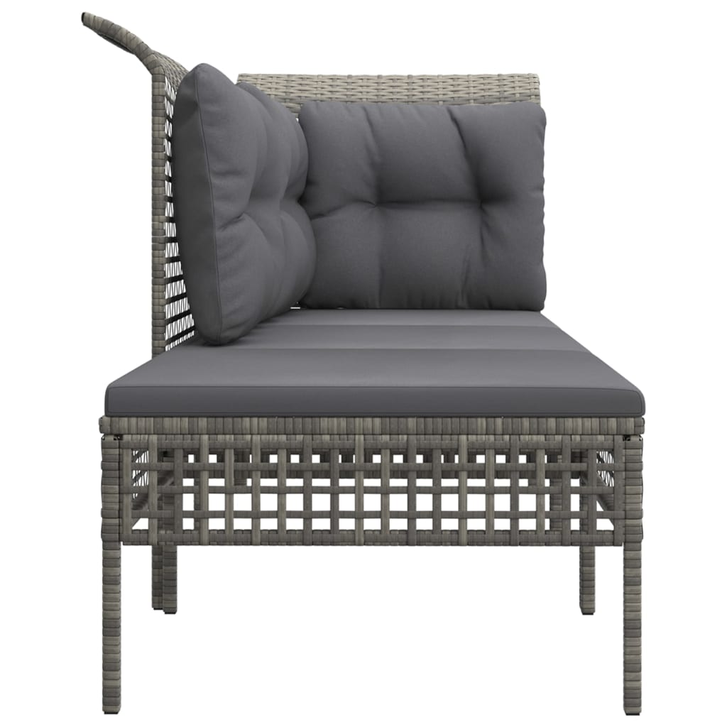 3 Piece Garden Lounge Set with Cushions Grey Poly Rattan