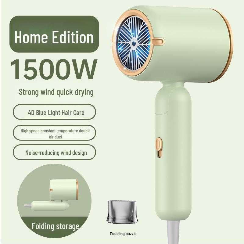 Folding Hair Dryer with Blue Light - Portable, Hot/Cold Settings, Ideal for Home, Salon, Dorm Use