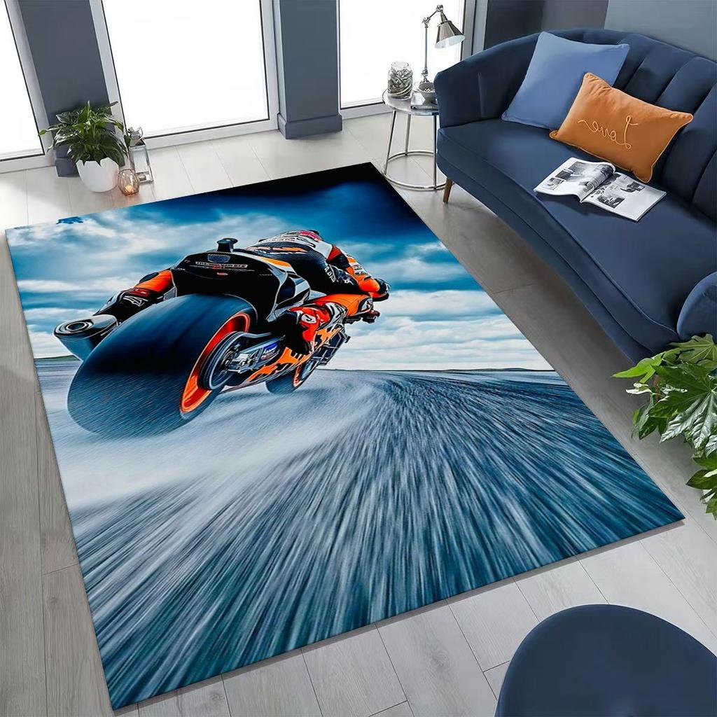 Alfombra Decorativa Personalizada para Motociclista, Motocicleta, Arte, para Dormitorio, Sala de Estar, Sofá, Felpudo de Entrada del Hogar, Alfombra de Piso Grande Antideslizante para Niños