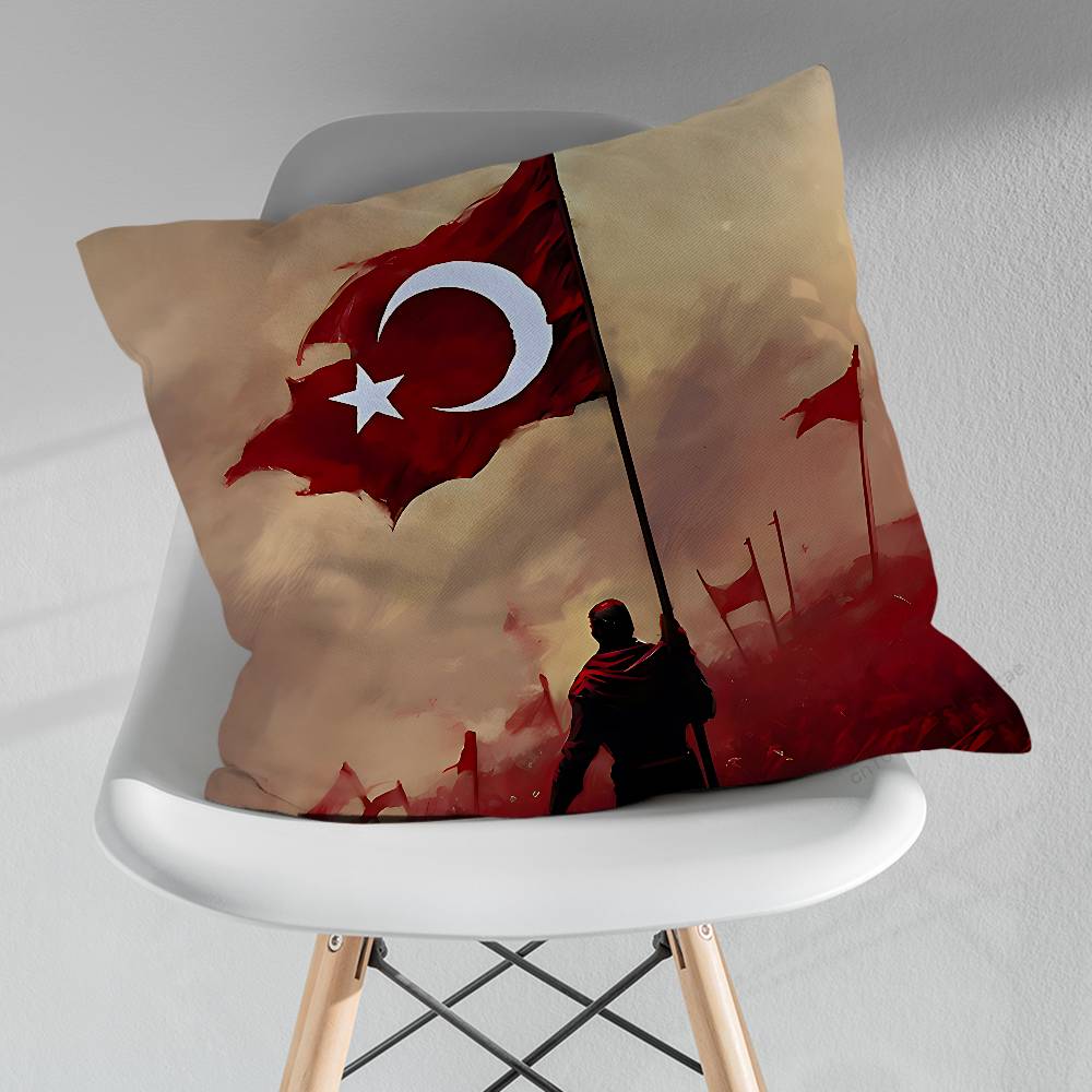 Cool Art Turkish Flag Throw Pillow Case Living Room Sofa Cushion Cover For Home Bedroom Decoration Protector