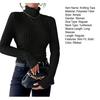 Women Knitting Tops Turtleneck Long Sleeve Solid Color Sweater Slim Fit Ribbed Bottom Tops Winter Knitwear