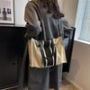 Proste płócienne paski dekoracyjne torebki wiaderkowe damskie górny uchwyt torba typu tote duża pojemność swobodne torby na ramię crossbody