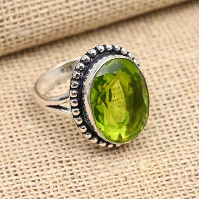 Peridot Gemstone Handmade 925 Solid Sterling Silver Jewelry Ring For Women