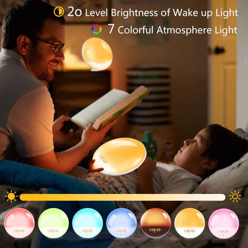 Smart Sunrise-Sunset LED Alarm Clock with Color-Changing Night Light