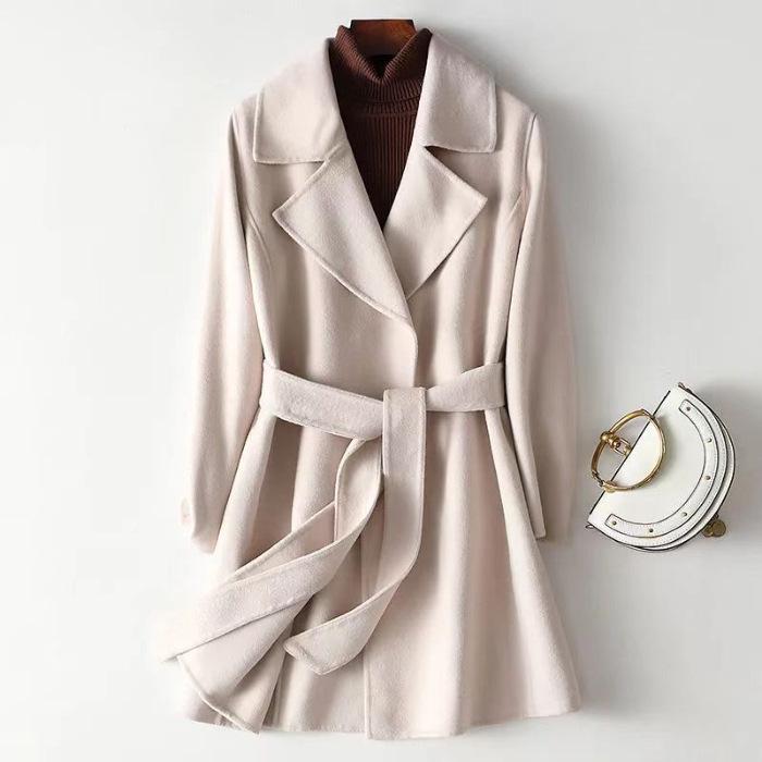 2024 Autumn/Winter Women's Slim Korean Style Mid-Length Wool Coat