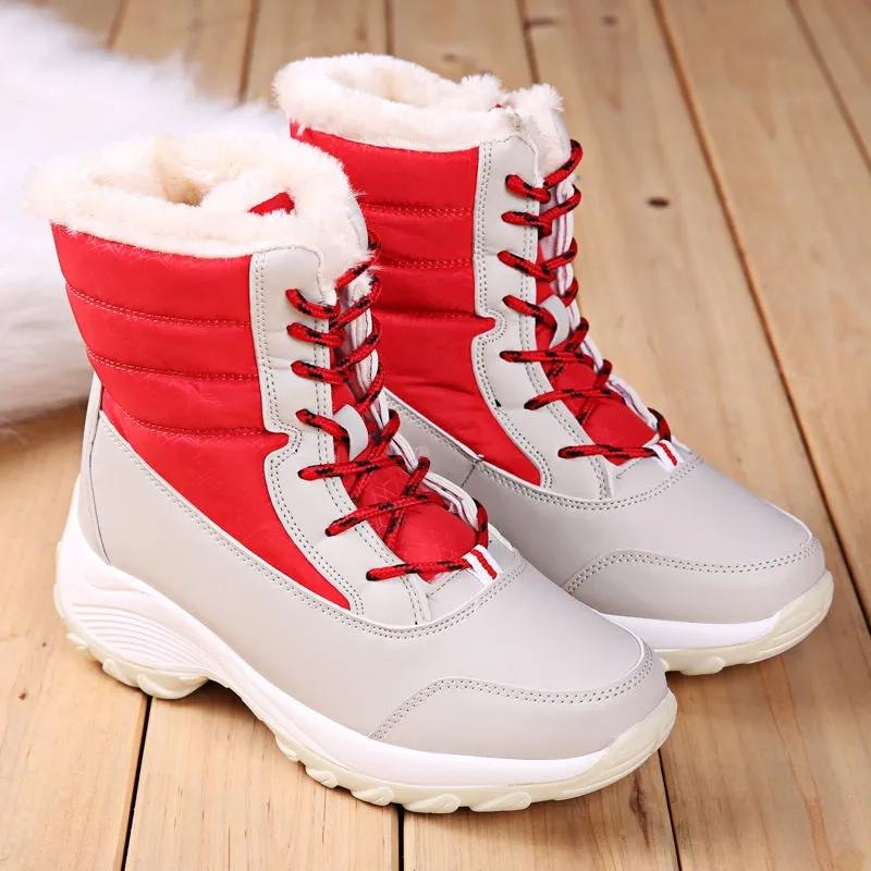 Damen Schneestiefel Winter Warme Plüschstiefel Dicke Sohle Plateau Wasserdichte Stiefeletten
