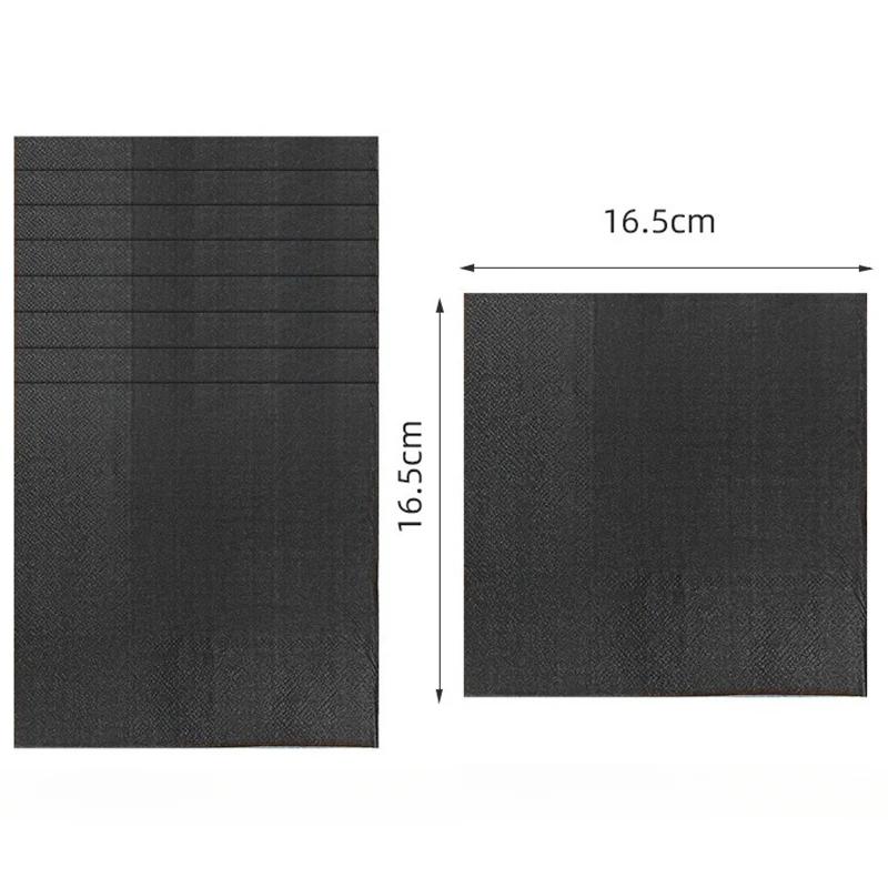 Solid Black Theme Tableware Birthday Party Disposable Cutlery Paper Napkins Cups Plates Tablecloths Fork Spoon Party Decorations