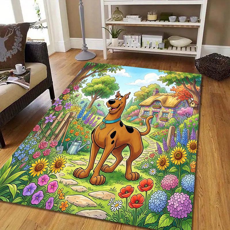 Scooby‑Doo2 Flannel Pattern Square Carpet,Area Rug,Carpet Rug for Living Room Bedroom Sofa Playroom Decor,Non-slip Floor Mat