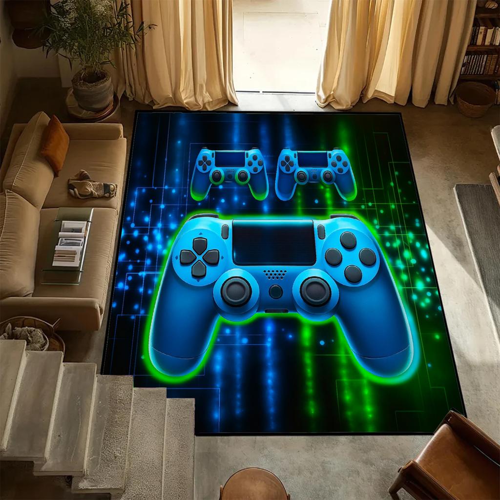 Blue Green Carpet GamePad 3D Printed Living Room Bedroom Decor Kid Non-slip Parlor Floor Mat Surface Smooth Carpet Birthday Gift