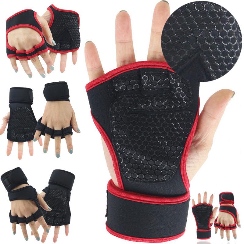 Unisex Half-Finger Fitness Gloves with Grip Straps for Pull-up, Dumbbell, Deadlift & Barbell Support