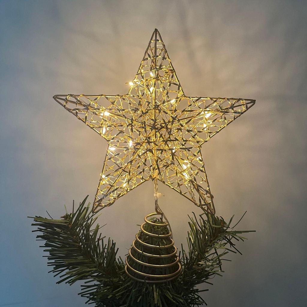 Wrought Iron Luminous Glitter Treetop Star Christmas Decoration
