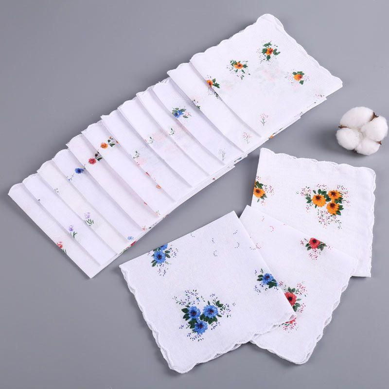 12 Packs Of Women's Pure Cotton Printed Handkerchiefs, Pure Cotton Handkerchiefs, Wedding Bride Souvenirs, Flap Pocket Pants Sca