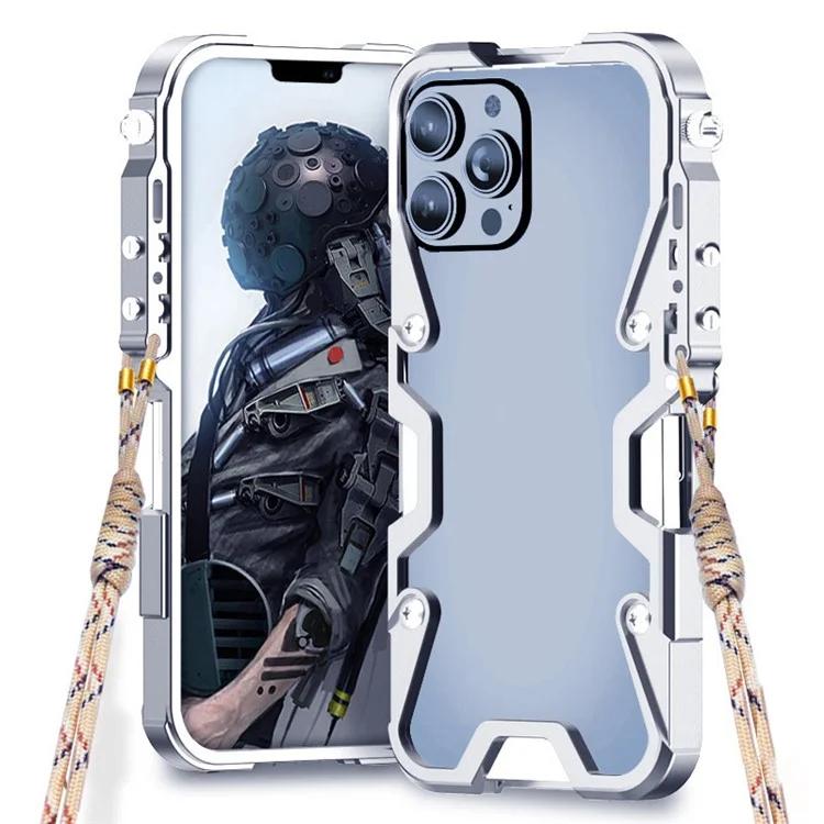 

For iPhone 12 / 12 Pro Aluminium Alloy Case Shockproof Phone Cover with Strap