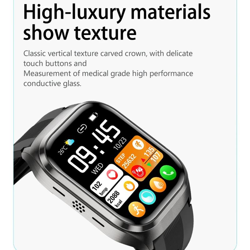 2026 New Airbag AirPump Blood Pressure ECG Uric Acid Blood Fat Blood Oxygen Heart Rate Temp Health Precise Diagnosis Smart Watch