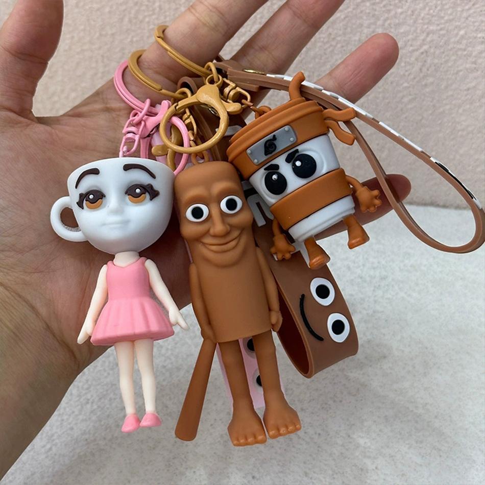 Italian Brainrot Animals Figure Keychains Tung Tung Tung Sahur Tralalero Tralala Ballerina Cappuccino Doll Keyrings Bags Pendant
