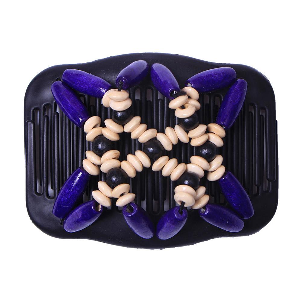 Women Retro Double Magic Comb Clip Beads Elasticity Hairpin Stretchy Hair Comb