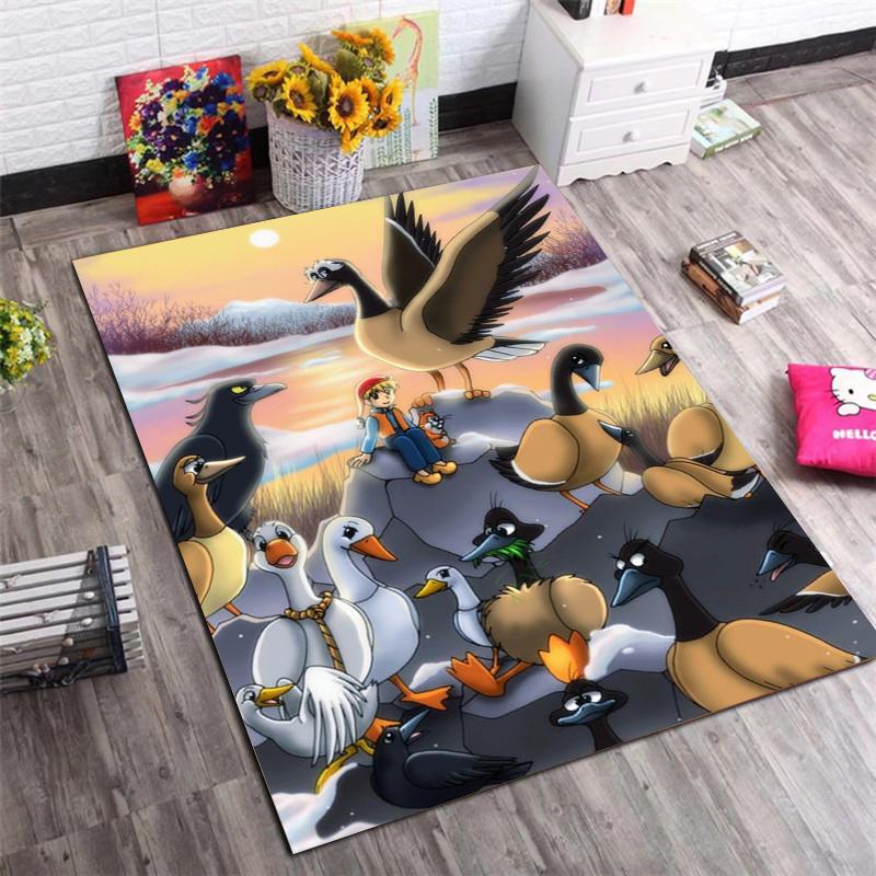 Vintage Swan Princess Art Print Area Rug Non Slip Soft Floor Mat for Bedroom Living Room Nursery Home Decor Gift