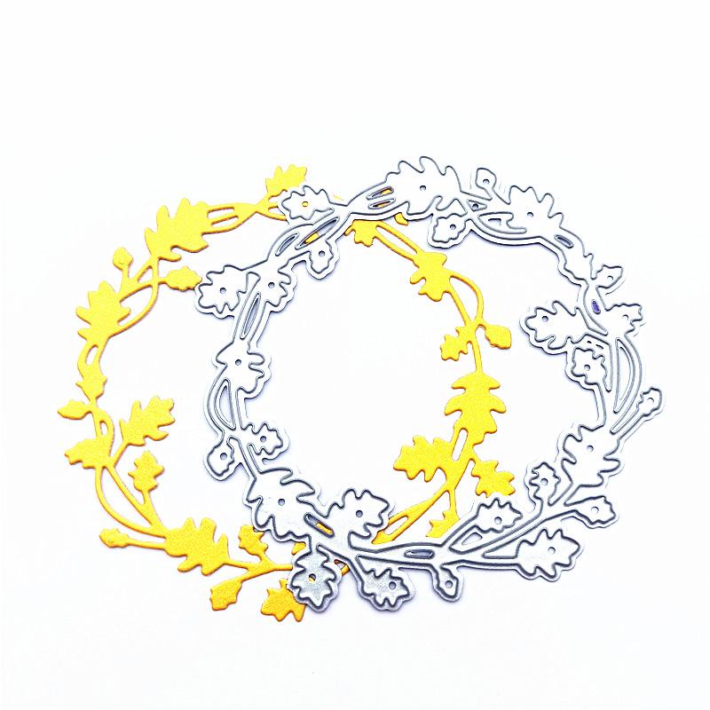 Stampo per goffratura Stampo per fustelle in metallo Stampo per buon compleanno e foglie rotonde Fustelle Coltello Punzonatura Stampo per carta Stencil Lettere per album artigianali