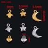 10pcs Stainless Steel Mini Heart Star Pendants Moon Necklace Charms for Earring Jewelry Making DIY Accessories Findings Supplies