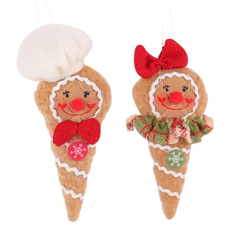 

2Pcs Seasonal Gingerbreads Man Plush Toy Set Handmade Christmas Stuffed Ornaments Holiday Party Decors Collectible Dolls