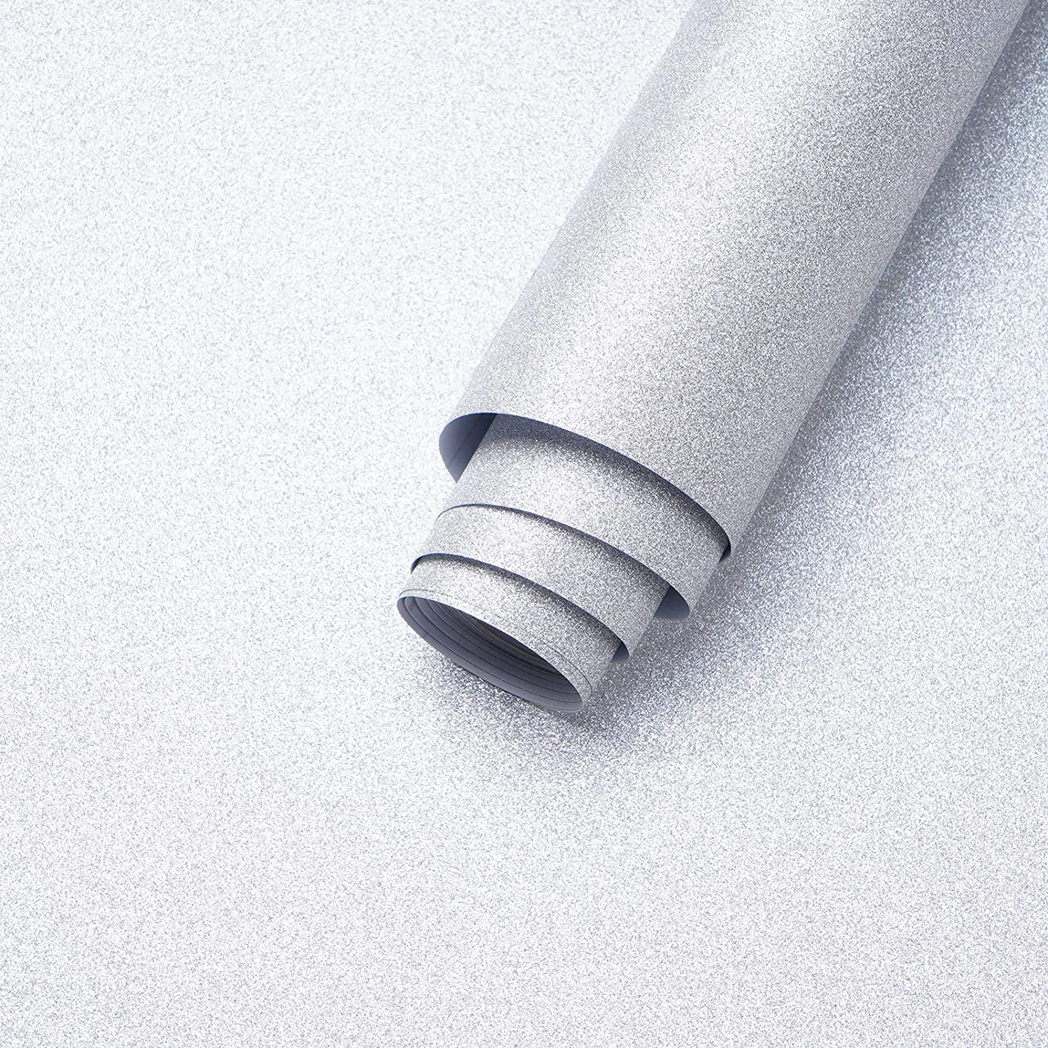 

Серебристая блестящая контактная бумага Серебристые самоклеящиеся обои Серебристые декоративные обои для спальни, столешниц, для поделок своими руками 1mx45cm