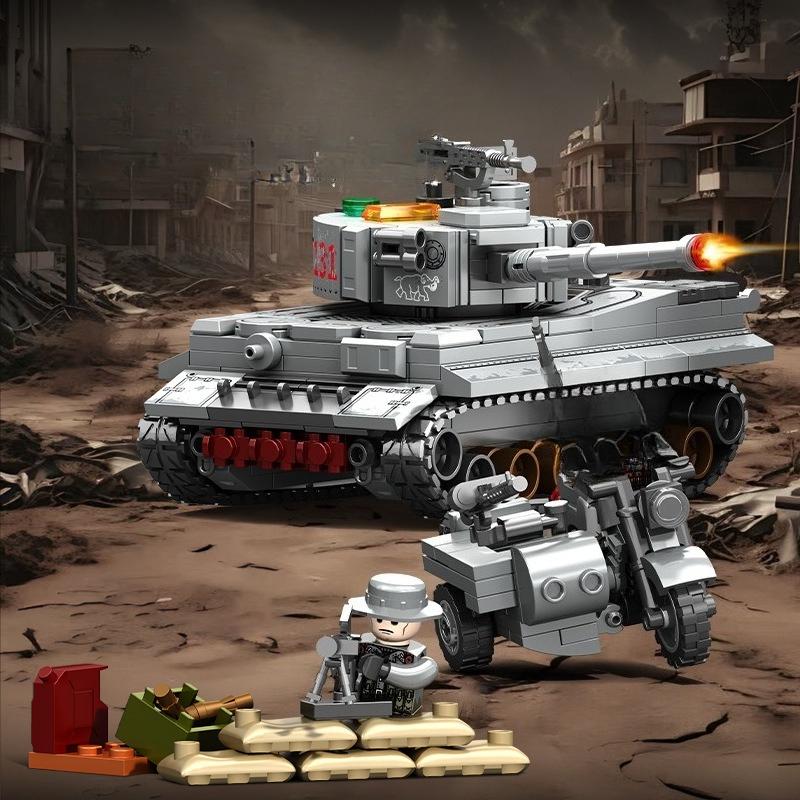 358pcs Military Series Tiger Tank Tracked Combat Vehicle Assembly Building Blocks Children's Toys