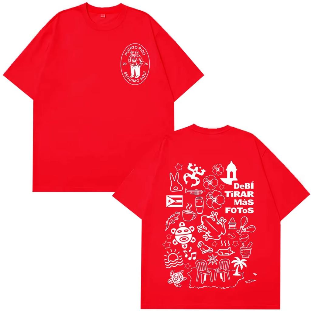 Vintage Unisex Fashion Hip Hop Streetwear Summer Tshirt With DTMF Debi Tirar Mas Fotos Print of Rapper Bad Bunny Tshirt
