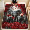 1PC Custom Name Neon Elephant Splash Patterned Flannel Blanket Suitable For All Seasons for Home Decor Warmth and Comfort Gifts Holiday Present_lx